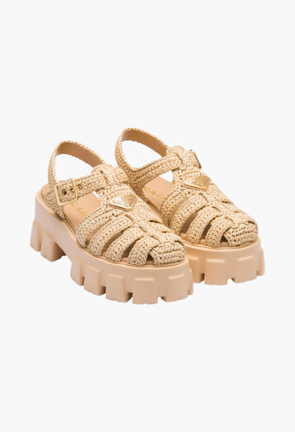 Natural - Monolith Crochet Cage Sandals