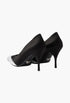 Black - Satin And Metallic Leather Pumps - GLAM MODA