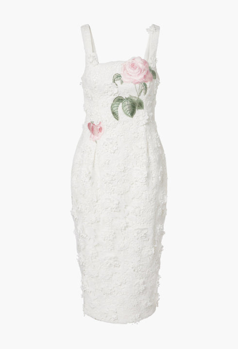 Bridal Larissa Floral Lace Midi Dress - GLAM MODA