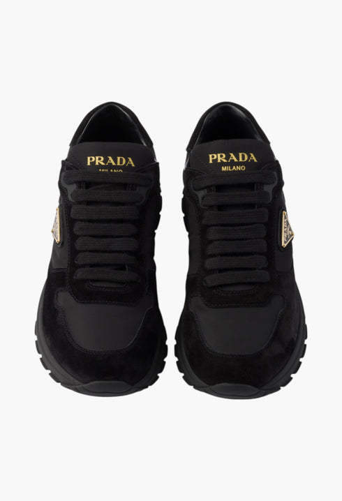 Black - Prax 2.0 Re-Nylon and suede sneakers - GLAM MODA