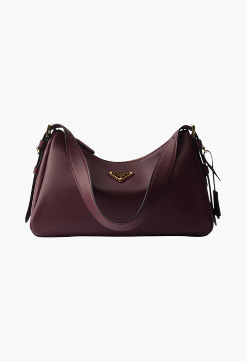 Burgundy - Prada Aimée Leather Shoulder Bag - GLAM MODA