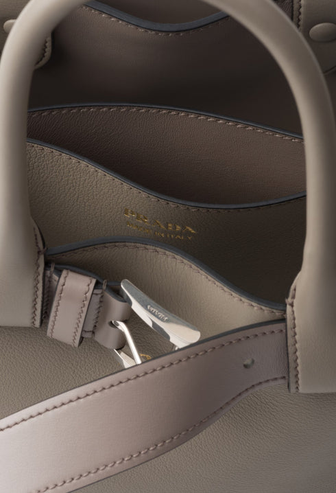 Clay Grey - Prada Buckle Small Leather Handbag With Belt - GLAM MODA