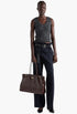 Dark Brown - Prada Bonnie Extra Large Leather Handbag - GLAM MODA