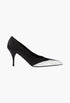Black - Satin And Metallic Leather Pumps - GLAM MODA