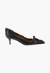 Black/Tan - Antiqued Leather Pumps - GLAM MODA