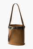 Caramel/Black - Prada Buckle Leather Bucket Bag With Studded Belt - GLAM MODA