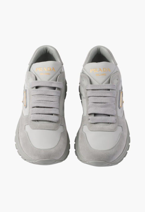 Cloudy Gray - Prax 2.0 Re-Nylon and suede sneakers - GLAM MODA