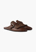Cognac - Shuffle Fringed Leather Mules - GLAM MODA
