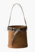 Caramel/Black - Prada Buckle Leather Bucket Bag With Studded Belt - GLAM MODA