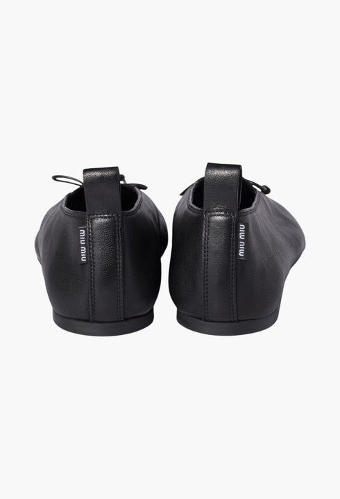 Black - Élan Nappa Leather Ballerinas - GLAM MODA