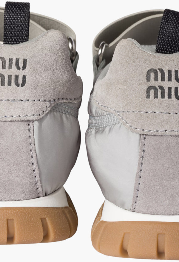 Cloudy Gray- Tyre Technical Fabric And Suede Ballerinas