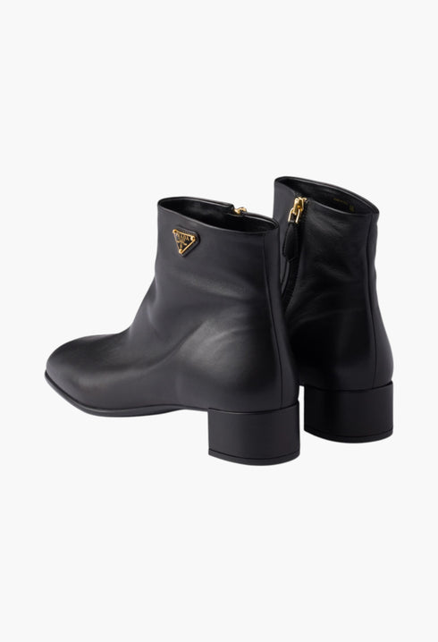 Black - Nappa Leather Booties - GLAM MODA