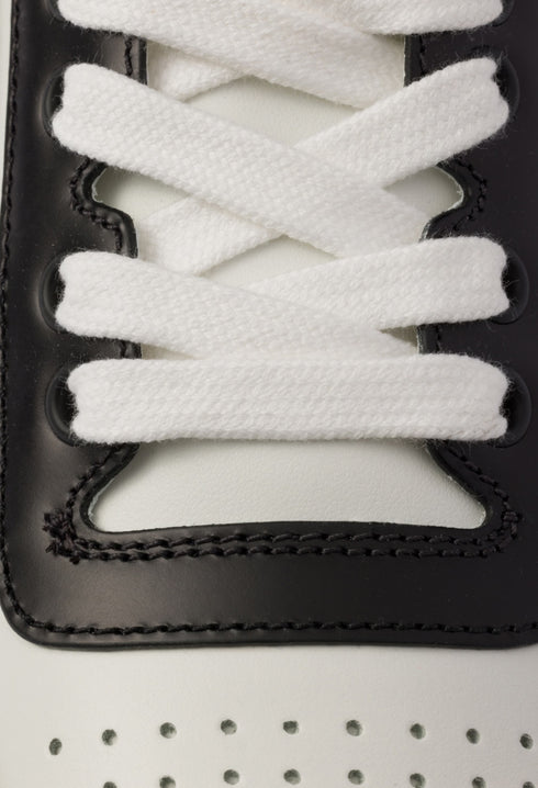 White/Black - Downtown Perforated Leather Sneakers - GLAM MODA