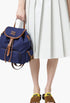 Cornflower Blue/Brandy - Canvas And Leather Backpack - GLAM MODA