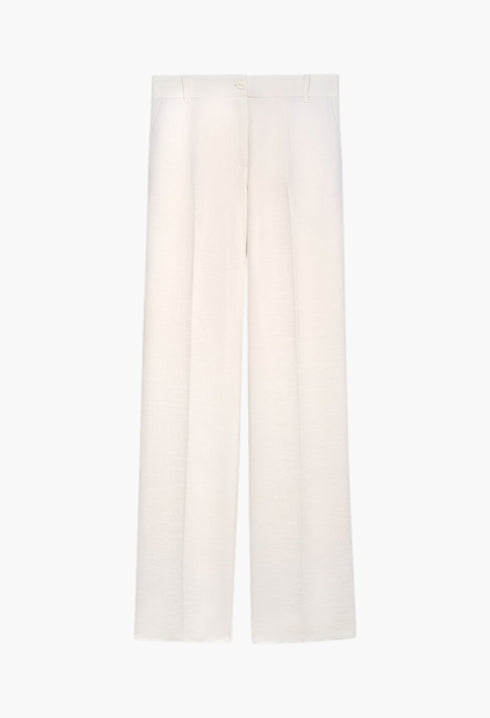 Ecru - Straight Trousers Woman - GLAM MODA