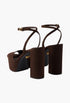 Dark Brown - Suede Platform Sandals - GLAM MODA