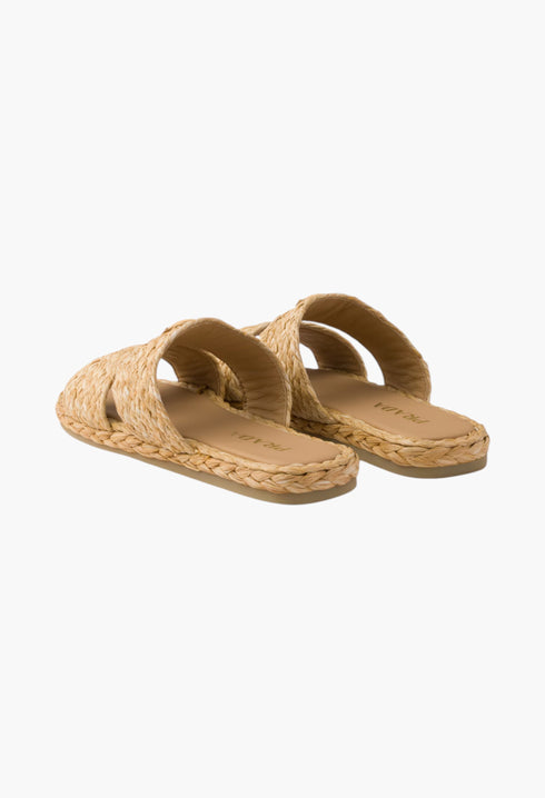Natural - Raffia Slides - GLAM MODA