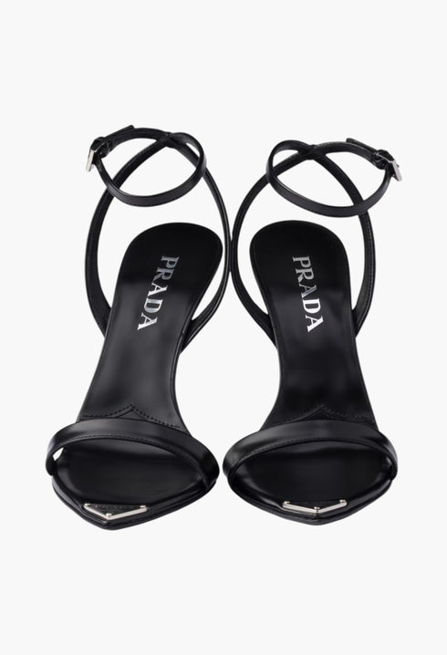 Black - Brushed Leather Sandals - GLAM MODA