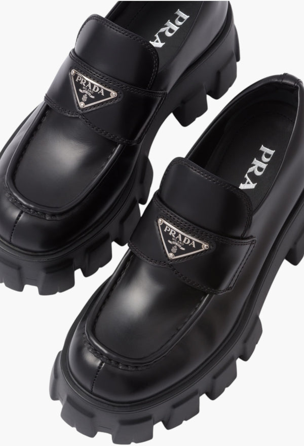 Black - Brushed Leather Monolith Loafers