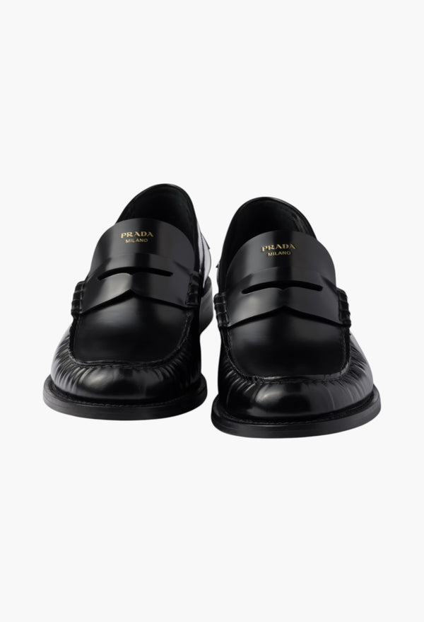 Black - Brushed Leather Loafers