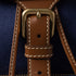 Cornflower Blue/Brandy - Canvas And Leather Backpack - GLAM MODA