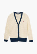 Coup Cardigan - Off White/ Navy Blue Rib