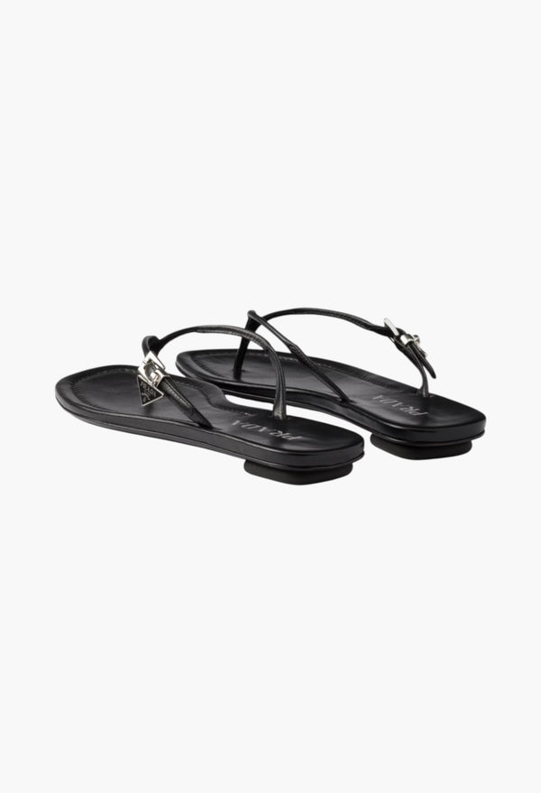 Black - Leather Thong Sandals