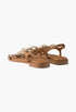 Light Tan - Flat Leather And Cord Sandals - GLAM MODA