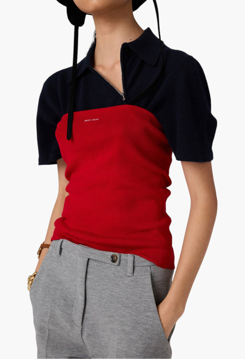 Navy - Cashmere Polo Shirt - GLAM MODA