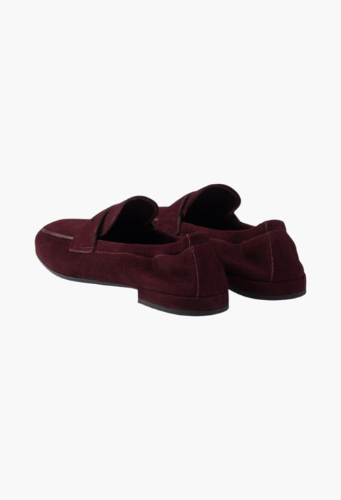 Burgundy - Shuffle Antiqued Suede Loafers - GLAM MODA