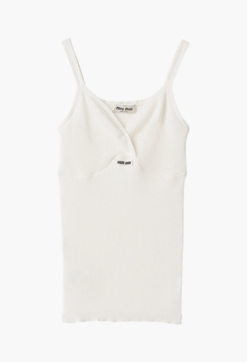 White - Cotton Knit Top - GLAM MODA