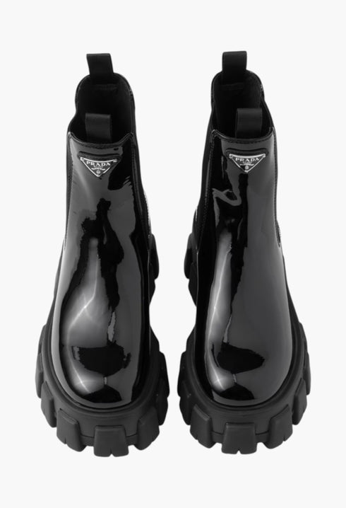 Black - Monolith Patent Leather Booties - GLAM MODA