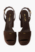 Dark Brown - Suede Platform Sandals - GLAM MODA