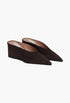 Dark Brown -  Cube Wedge Mules In Suede Goatskin - GLAM MODA