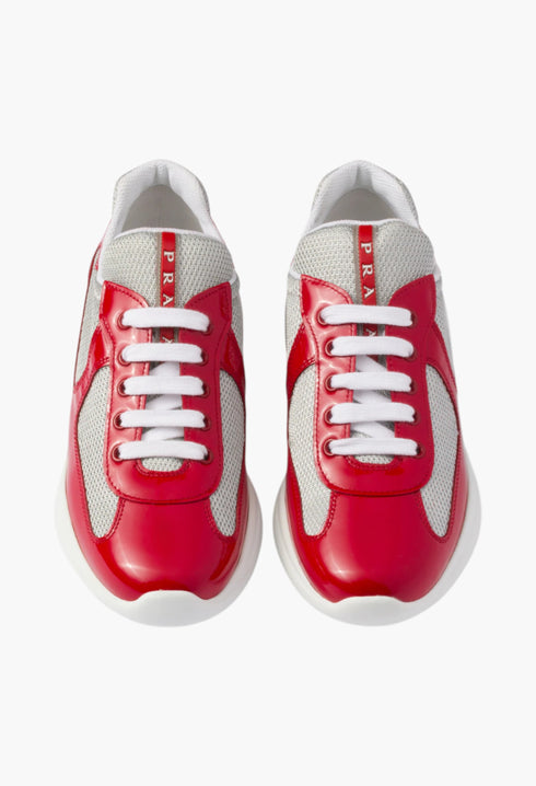 Red - Prada America's Cup Biker Fabric Sneakers - GLAM MODA
