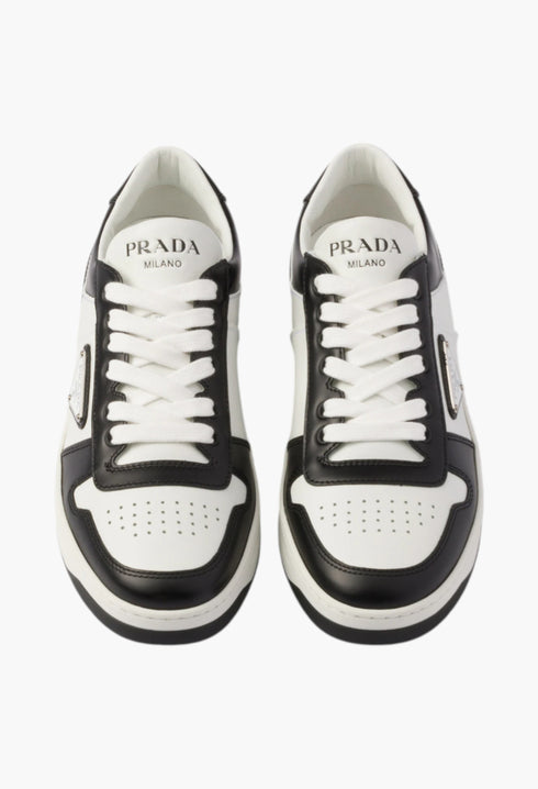 White/Black - Downtown Perforated Leather Sneakers - GLAM MODA