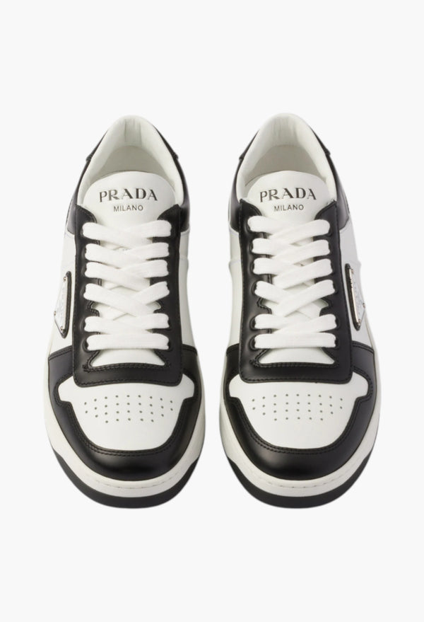 White/Black - Downtown Perforated Leather Sneakers