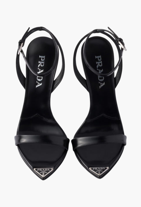 Black - Brushed Leather Sandals - GLAM MODA