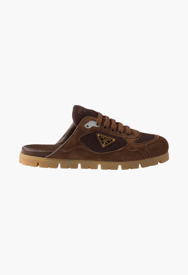 Cocoa Brown - Trail Mesh Fabric And Suede Mules