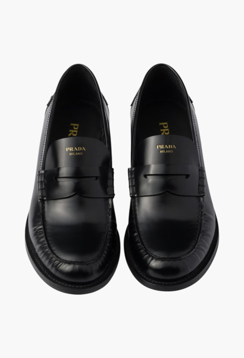 Black - Brushed Leather Loafers - GLAM MODA