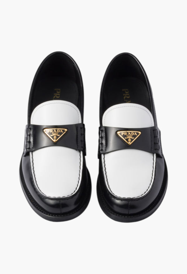 Black/White - Two-Tone Brushed Leather Loafers