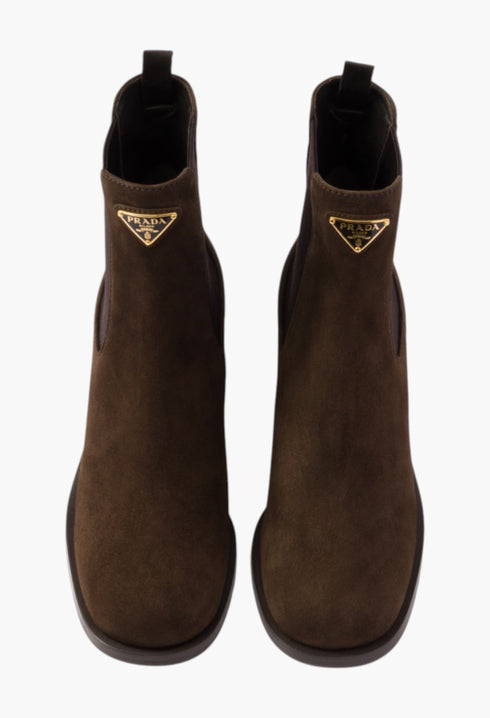 Dark Brown - Suede Booties - GLAM MODA