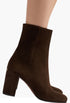 Dark Brown - Suede Booties - GLAM MODA