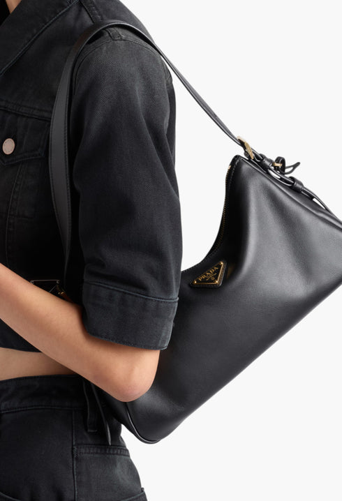 Black - Prada Aimée Leather Shoulder Bag - GLAM MODA