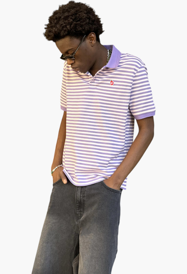 Apple Crew Stripes Polo Purple