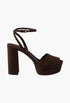Dark Brown - Suede Platform Sandals - GLAM MODA