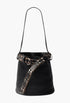 Black - Prada Buckle Leather Bucket Bag With Studded Belt - GLAM MODA