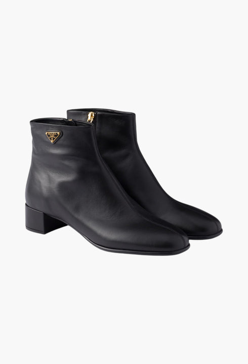 Black - Nappa Leather Booties - GLAM MODA