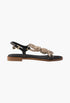 Black - Flat Leather And Cord Sandals - GLAM MODA