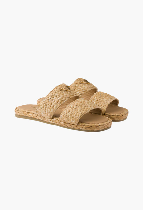 Natural - Raffia Slides - GLAM MODA